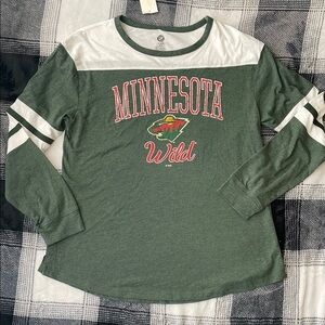 NWT Minnesota Wild‎ Green and White Long Sleeve Top Size Medium
